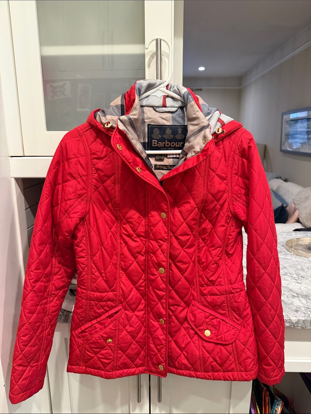Barbour Red Quilted Jacket with Hood